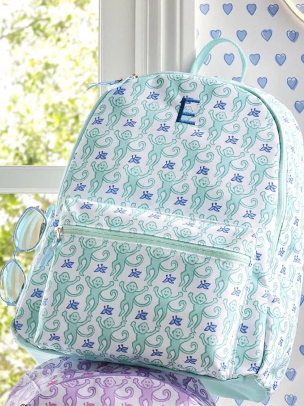Roller Rabbit Mint Colby Monkey Kids Backpack - Caroline